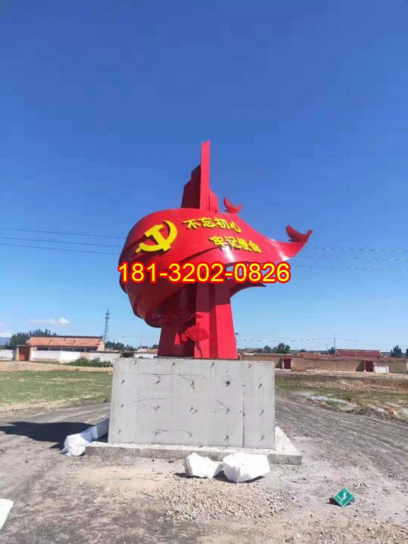 不锈钢和平鸽党旗雕塑施工