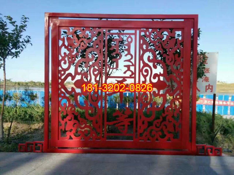 不锈钢剪纸社会主义核心价值观雕塑安装效果