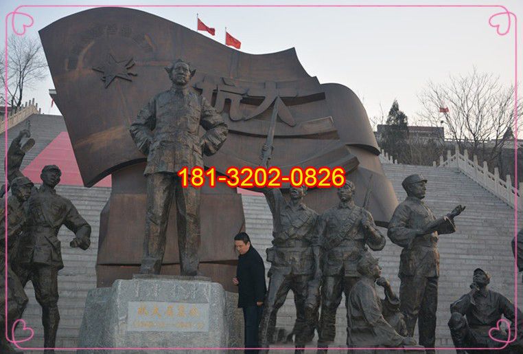 红色主题毛主席和红军铜雕