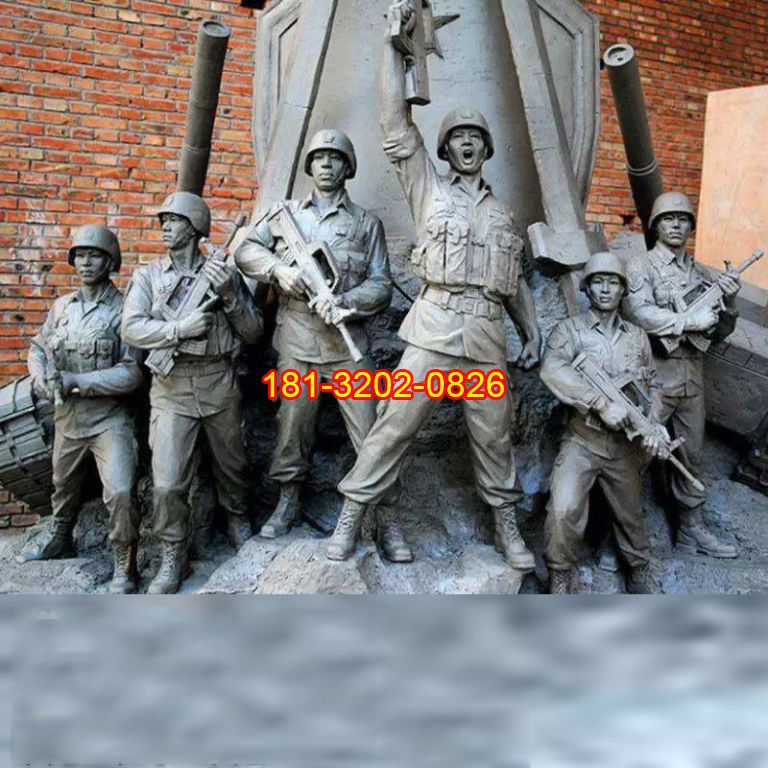 铜雕党建主题解放军人物雕塑