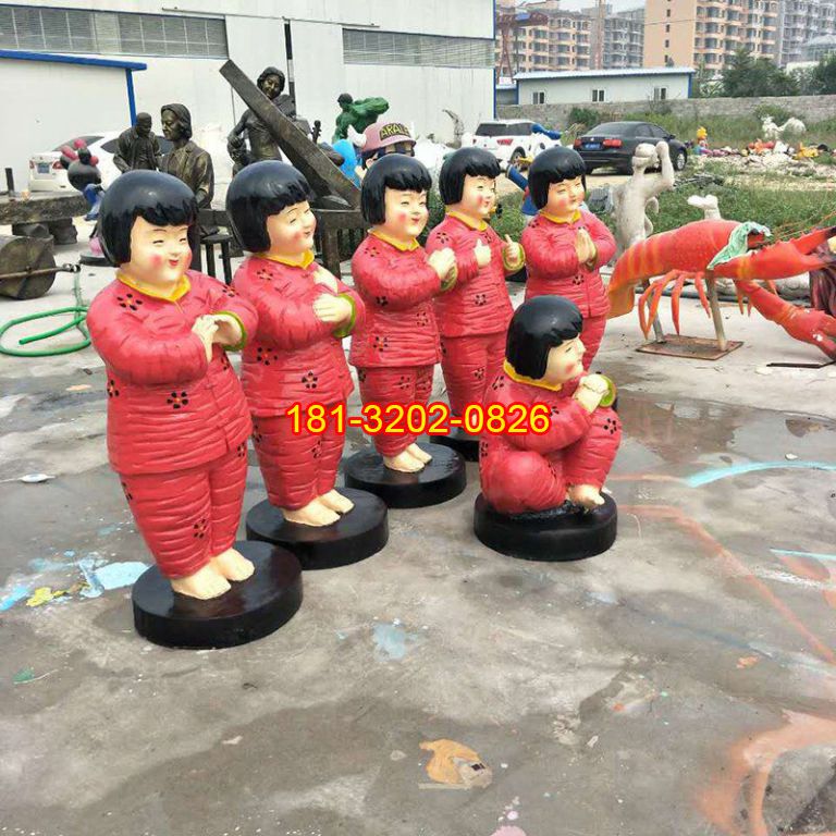 玻璃钢中国梦卡通梦娃雕塑